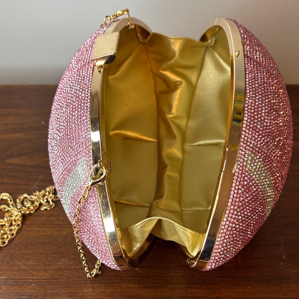 Pink Rhinestone Football Clutch - Picture 2 of 7